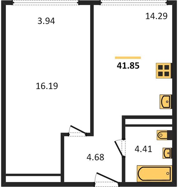 Фото №1: 1-комнатная квартира 42&nbsp;м², 22/24&nbsp;эт. - Краснодар, Центральный внутригородской округ, мкр. Черёмушки, ул. Обрывная, 132/1к4
