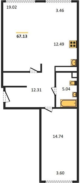 Фото №1: 2-комнатная квартира 67&nbsp;м², 8/24&nbsp;эт. - Краснодар, Центральный внутригородской округ, мкр. Черёмушки, ул. Обрывная, 132/1к4
