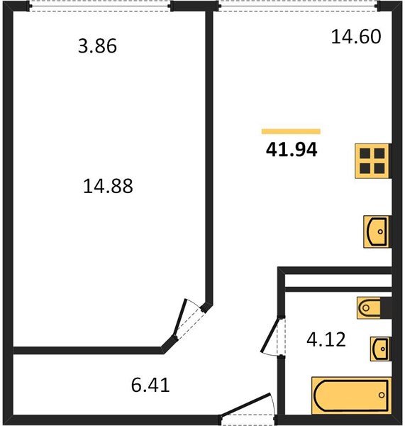 Фото №1: 1-комнатная квартира 43&nbsp;м², 14/24&nbsp;эт. - Краснодар, Центральный внутригородской округ, мкр. Черёмушки, ул. Обрывная, 132/1к4