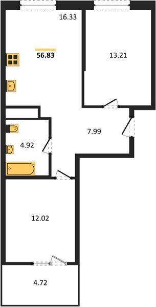 Фото №1: 2-комнатная квартира 59&nbsp;м², 3/18&nbsp;эт. - Краснодар, Карасунский внутригородской округ, Хлопчато-бумажный Комбинат, мкр. жилой квартал Патрики
