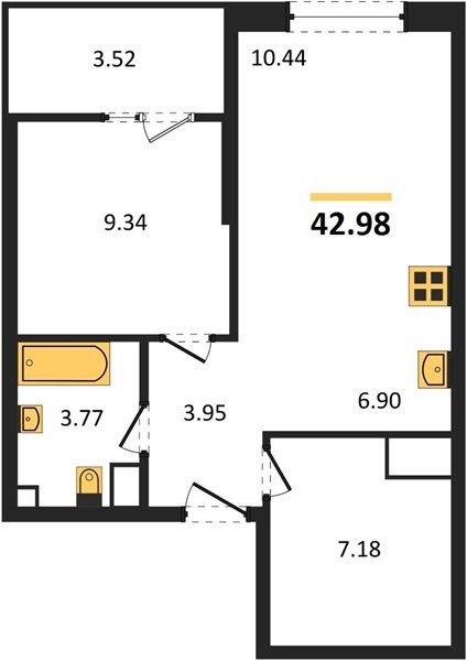 Фото №1: 1-комнатная квартира 44&nbsp;м², 8/18&nbsp;эт. - Краснодар, Карасунский внутригородской округ, Хлопчато-бумажный Комбинат, мкр. жилой квартал Патрики