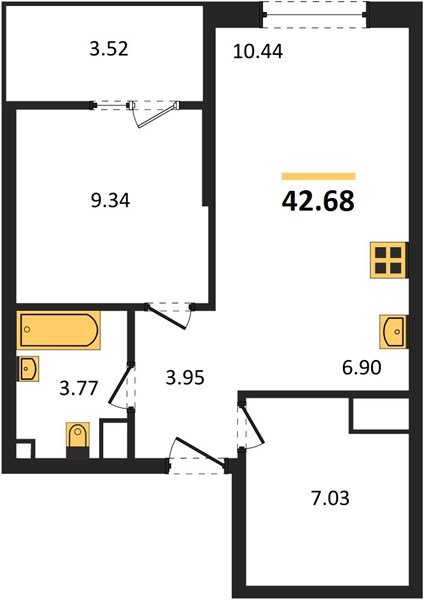 Фото №1: 1-комнатная квартира 44&nbsp;м², 14/18&nbsp;эт. - Краснодар, Карасунский внутригородской округ, Хлопчато-бумажный Комбинат, мкр. жилой квартал Патрики