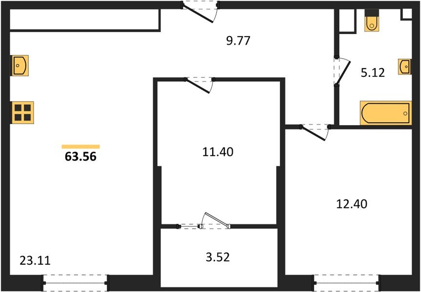 Фото №1: 2-комнатная квартира 65&nbsp;м², 12/18&nbsp;эт. - Краснодар, Карасунский внутригородской округ, Хлопчато-бумажный Комбинат, мкр. жилой квартал Патрики