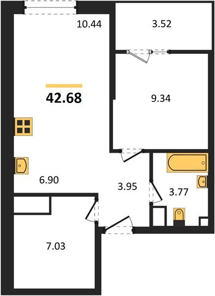 Фото №1: 1-комнатная квартира 44&nbsp;м², 12/18&nbsp;эт. - Краснодар, Карасунский внутригородской округ, Хлопчато-бумажный Комбинат, мкр. жилой квартал Патрики