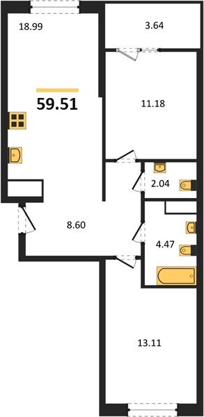Фото №1: 2-комнатная квартира 61&nbsp;м², 4/18&nbsp;эт. - Краснодар, Карасунский внутригородской округ, Хлопчато-бумажный Комбинат, мкр. жилой квартал Патрики