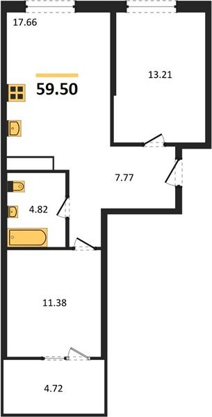 Фото №1: 2-комнатная квартира 59&nbsp;м², 8/18&nbsp;эт. - Краснодар, Карасунский внутригородской округ, Хлопчато-бумажный Комбинат, мкр. жилой квартал Патрики