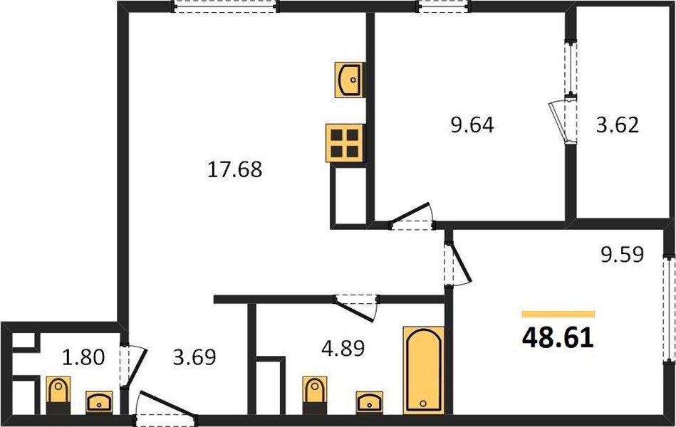 Фото №1: 2-комнатная квартира 51&nbsp;м², 2/18&nbsp;эт. - Краснодар, Карасунский внутригородской округ, Хлопчато-бумажный Комбинат, мкр. жилой квартал Патрики