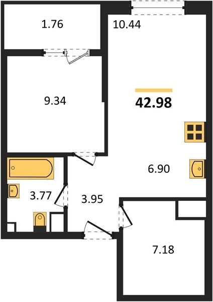 Фото №1: 1-комнатная квартира 45&nbsp;м², 8/18&nbsp;эт. - Краснодар, Карасунский внутригородской округ, Хлопчато-бумажный Комбинат, мкр. жилой квартал Патрики
