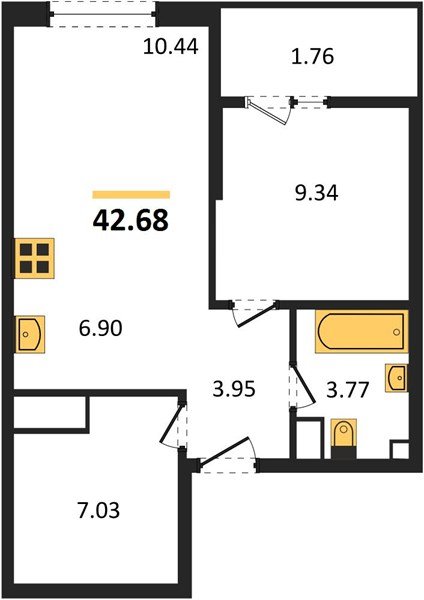 Фото №1: 1-комнатная квартира 44&nbsp;м², 8/18&nbsp;эт. - Краснодар, Карасунский внутригородской округ, Хлопчато-бумажный Комбинат, мкр. жилой квартал Патрики