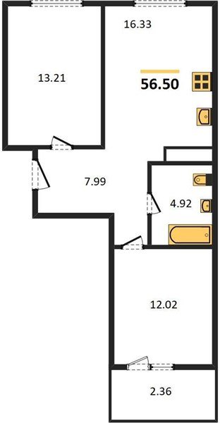 Фото №1: 2-комнатная квартира 58&nbsp;м², 2/16&nbsp;эт. - Краснодар, Карасунский внутригородской округ, Хлопчато-бумажный Комбинат, мкр. жилой квартал Патрики