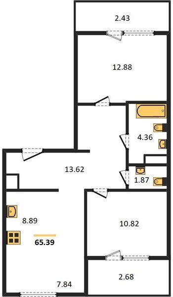 Фото №1: 2-комнатная квартира 70&nbsp;м², 2/16&nbsp;эт. - Краснодар, Карасунский внутригородской округ, Хлопчато-бумажный Комбинат, мкр. жилой квартал Патрики