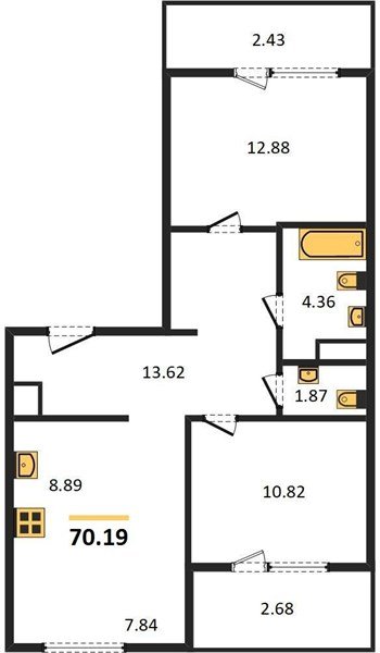 Фото №1: 2-комнатная квартира 70&nbsp;м², 4/16&nbsp;эт. - Краснодар, Карасунский внутригородской округ, Хлопчато-бумажный Комбинат, мкр. жилой квартал Патрики