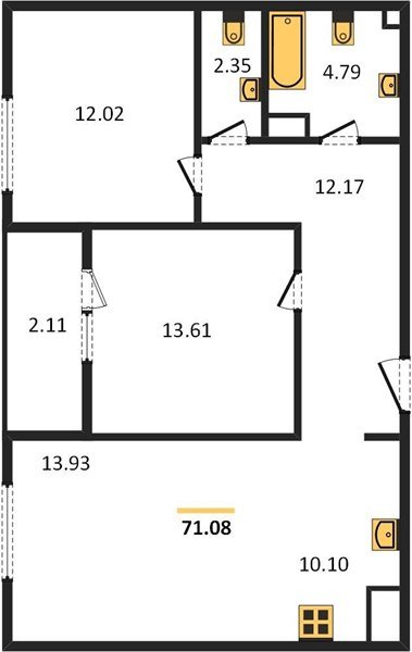 Фото №1: 2-комнатная квартира 72&nbsp;м², 4/16&nbsp;эт. - Краснодар, Карасунский внутригородской округ, Хлопчато-бумажный Комбинат, мкр. жилой квартал Патрики