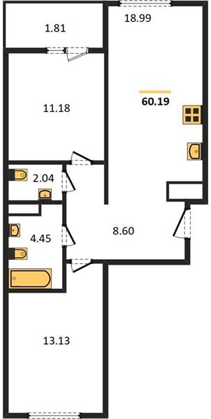 Фото №1: 2-комнатная квартира 61&nbsp;м², 6/16&nbsp;эт. - Краснодар, Карасунский внутригородской округ, Хлопчато-бумажный Комбинат, мкр. жилой квартал Патрики