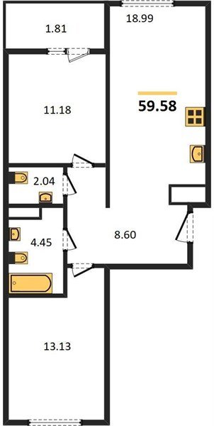 Фото №1: 2-комнатная квартира 61&nbsp;м², 8/16&nbsp;эт. - Краснодар, Карасунский внутригородской округ, Хлопчато-бумажный Комбинат, мкр. жилой квартал Патрики