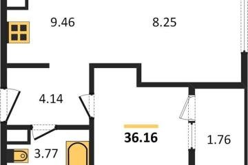 Фото №1: 1-комнатная квартира 36 м², 4/16 эт. - Краснодар, мкр. жилой квартал Патрики,