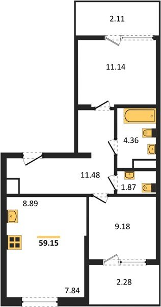 Фото №1: 2-комнатная квартира 63&nbsp;м², 9/18&nbsp;эт. - Краснодар, Карасунский внутригородской округ, Хлопчато-бумажный Комбинат, мкр. жилой квартал Патрики