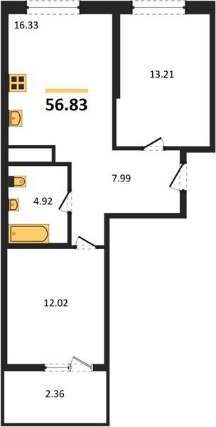 Фото №1: 2-комнатная квартира 58&nbsp;м², 2/18&nbsp;эт. - Краснодар, Карасунский внутригородской округ, Хлопчато-бумажный Комбинат, мкр. жилой квартал Патрики