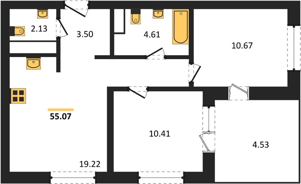Фото №1: 2-комнатная квартира 59&nbsp;м², 2/18&nbsp;эт. - Краснодар, Карасунский внутригородской округ, Хлопчато-бумажный Комбинат, мкр. жилой квартал Патрики