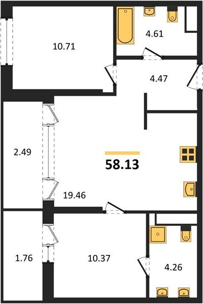 Фото №1: 2-комнатная квартира 63&nbsp;м², 2/18&nbsp;эт. - Краснодар, Карасунский внутригородской округ, Хлопчато-бумажный Комбинат, мкр. жилой квартал Патрики