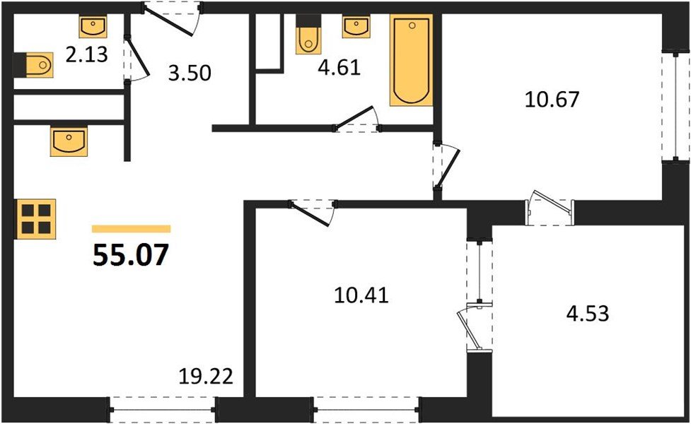 Фото №1: 2-комнатная квартира 59&nbsp;м², 6/18&nbsp;эт. - Краснодар, Карасунский внутригородской округ, Хлопчато-бумажный Комбинат, мкр. жилой квартал Патрики
