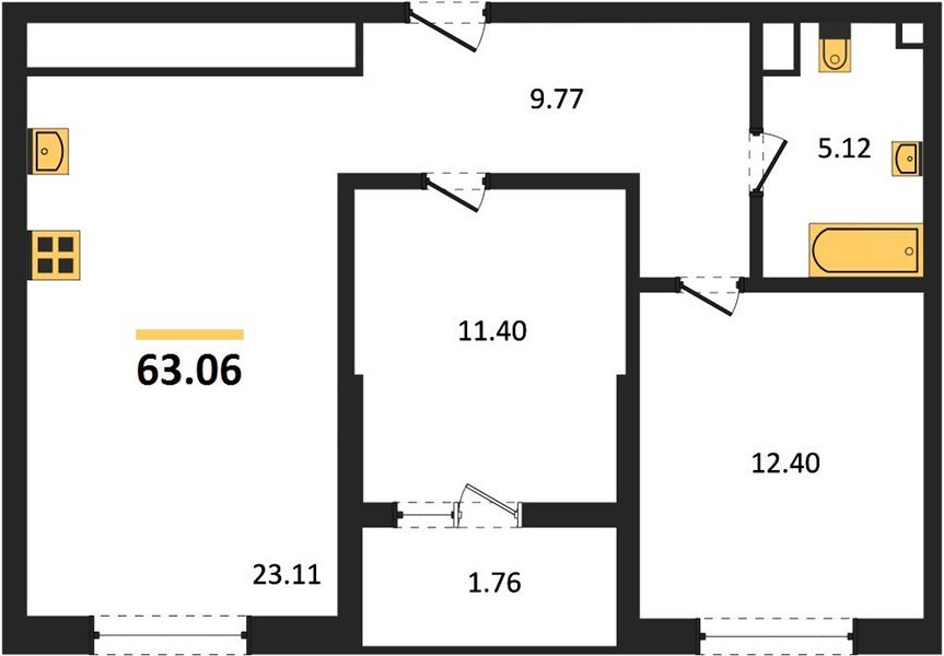 Фото №1: 2-комнатная квартира 64&nbsp;м², 12/18&nbsp;эт. - Краснодар, Карасунский внутригородской округ, Хлопчато-бумажный Комбинат, мкр. жилой квартал Патрики