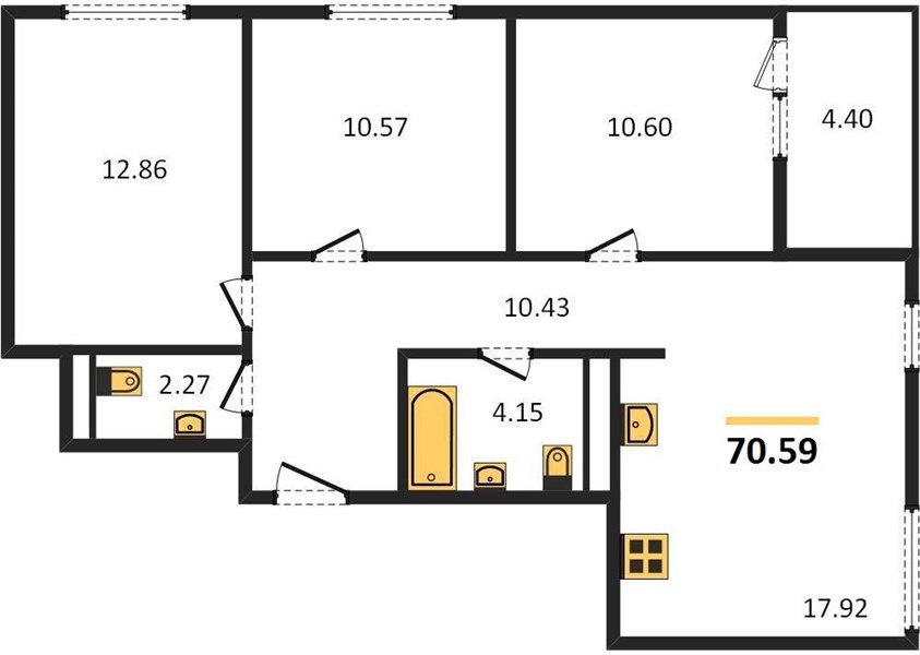 Фото №1: 3-комнатная квартира 72&nbsp;м², 3/18&nbsp;эт. - Краснодар, Карасунский внутригородской округ, Хлопчато-бумажный Комбинат, мкр. жилой квартал Патрики