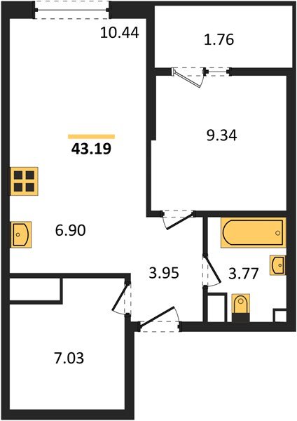 Фото №1: 1-комнатная квартира 44&nbsp;м², 11/18&nbsp;эт. - Краснодар, Карасунский внутригородской округ, Хлопчато-бумажный Комбинат, мкр. жилой квартал Патрики