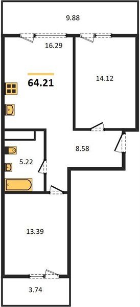Фото №1: 2-комнатная квартира 70&nbsp;м², 7/18&nbsp;эт. - Краснодар, Карасунский внутригородской округ, Хлопчато-бумажный Комбинат, мкр. жилой квартал Патрики