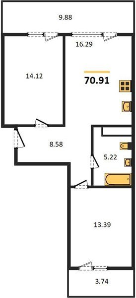 Фото №1: 2-комнатная квартира 70&nbsp;м², 10/18&nbsp;эт. - Краснодар, Карасунский внутригородской округ, Хлопчато-бумажный Комбинат, мкр. жилой квартал Патрики