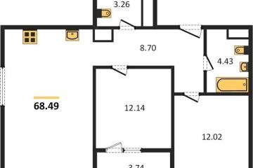 Фото №1: 2-комнатная квартира 68 м², 3/18 эт. - Краснодар, мкр. жилой квартал Патрики,