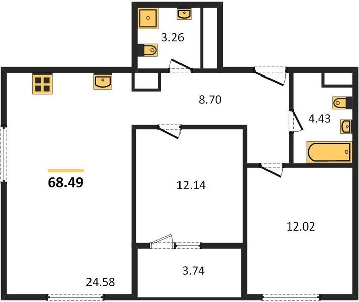 Фото №1: 2-комнатная квартира 68&nbsp;м², 3/18&nbsp;эт. - Краснодар, Карасунский внутригородской округ, Хлопчато-бумажный Комбинат, мкр. жилой квартал Патрики