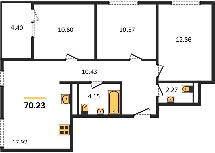 Фото №1: 3-комнатная квартира 72&nbsp;м², 6/18&nbsp;эт. - Краснодар, Карасунский внутригородской округ, Хлопчато-бумажный Комбинат, мкр. жилой квартал Патрики
