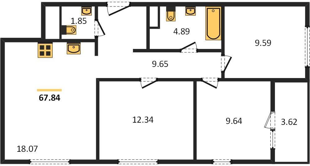 Фото №1: 3-комнатная квартира 69&nbsp;м², 5/18&nbsp;эт. - Краснодар, Карасунский внутригородской округ, Хлопчато-бумажный Комбинат, мкр. жилой квартал Патрики