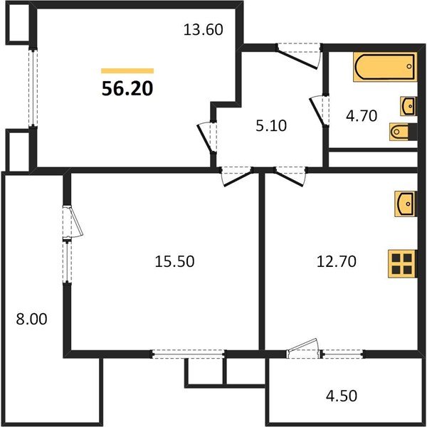 Фото №1: 2-комнатная квартира 58&nbsp;м², 1/23&nbsp;эт. - Краснодар, Прикубанский внутригородской округ, мкр. жилой комплекс Отражение