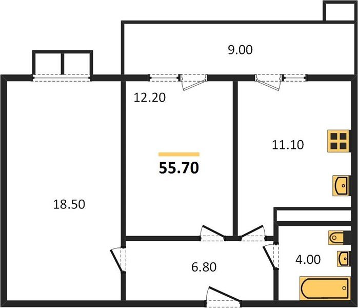 Фото №1: 2-комнатная квартира 57&nbsp;м², 12/23&nbsp;эт. - Краснодар, Прикубанский внутригородской округ, мкр. жилой комплекс Отражение