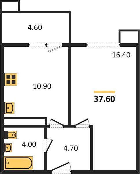 Фото №1: 1-комнатная квартира 38&nbsp;м², 7/23&nbsp;эт. - Краснодар, Прикубанский внутригородской округ, мкр. жилой комплекс Отражение