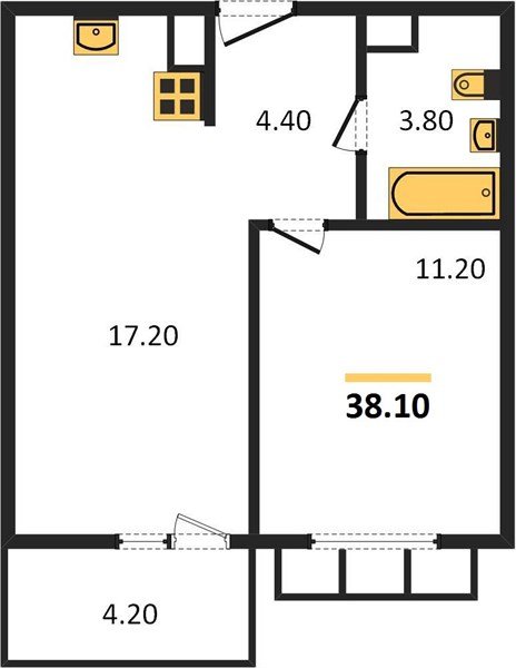 Фото №1: 1-комнатная квартира 39&nbsp;м², 13/23&nbsp;эт. - Краснодар, Прикубанский внутригородской округ, мкр. жилой комплекс Отражение