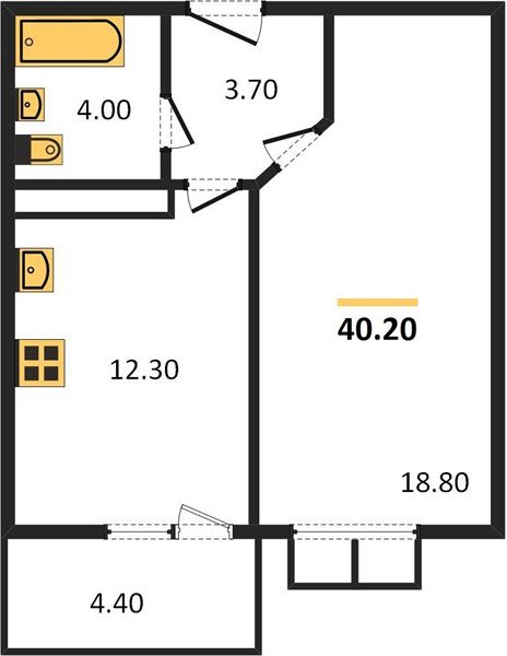 Фото №1: 1-комнатная квартира 41&nbsp;м², 11/23&nbsp;эт. - Краснодар, Прикубанский внутригородской округ, мкр. жилой комплекс Отражение