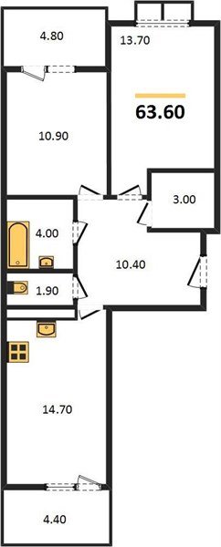 Фото №1: 2-комнатная квартира 65&nbsp;м², 20/23&nbsp;эт. - Краснодар, Прикубанский внутригородской округ, мкр. жилой комплекс Отражение