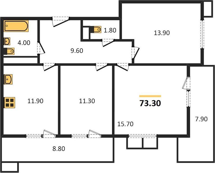 Фото №1: 3-комнатная квартира 75&nbsp;м², 12/23&nbsp;эт. - Краснодар, Прикубанский внутригородской округ, мкр. жилой комплекс Отражение