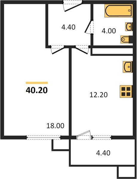 Фото №1: 1-комнатная квартира 41&nbsp;м², 22/23&nbsp;эт. - Краснодар, Прикубанский внутригородской округ, мкр. жилой комплекс Отражение