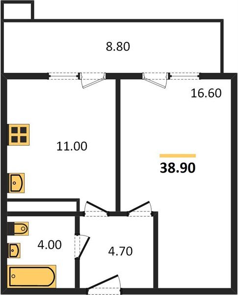Фото №1: 1-комнатная квартира 40&nbsp;м², 21/23&nbsp;эт. - Краснодар, Прикубанский внутригородской округ, мкр. жилой комплекс Отражение