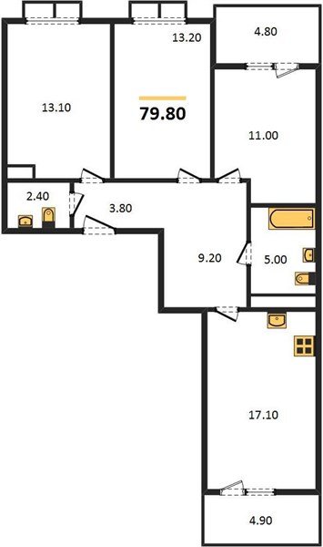 Фото №1: 3-комнатная квартира 82&nbsp;м², 17/23&nbsp;эт. - Краснодар, Прикубанский внутригородской округ, мкр. жилой комплекс Отражение