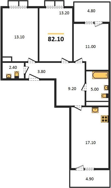 Фото №1: 3-комнатная квартира 82&nbsp;м², 19/23&nbsp;эт. - Краснодар, Прикубанский внутригородской округ, мкр. жилой комплекс Отражение