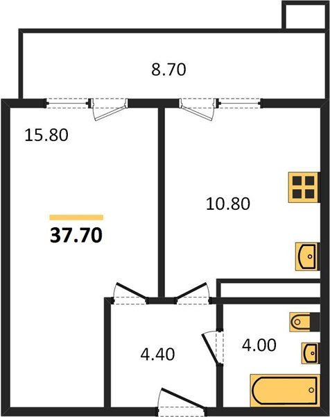 Фото №1: 1-комнатная квартира 38&nbsp;м², 21/23&nbsp;эт. - Краснодар, Прикубанский внутригородской округ, мкр. жилой комплекс Отражение