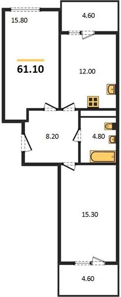 Фото №1: 2-комнатная квартира 62&nbsp;м², 21/22&nbsp;эт. - Краснодар, Прикубанский внутригородской округ, мкр. жилой комплекс Отражение, ул. Конгрессная, 43