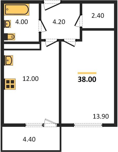 Фото №1: 1-комнатная квартира 39&nbsp;м², 14/22&nbsp;эт. - Краснодар, Прикубанский внутригородской округ, мкр. жилой комплекс Отражение, ул. Конгрессная, 43