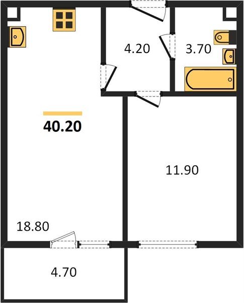Фото №1: 1-комнатная квартира 41&nbsp;м², 22/22&nbsp;эт. - Краснодар, Прикубанский внутригородской округ, мкр. жилой комплекс Отражение, ул. Конгрессная, 43
