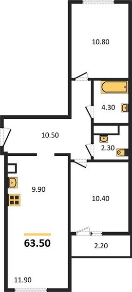 Фото №1: 2-комнатная квартира 63&nbsp;м², 1/8&nbsp;эт. - Краснодар, Прикубанский внутригородской округ, мкр. жилой комплекс Югге